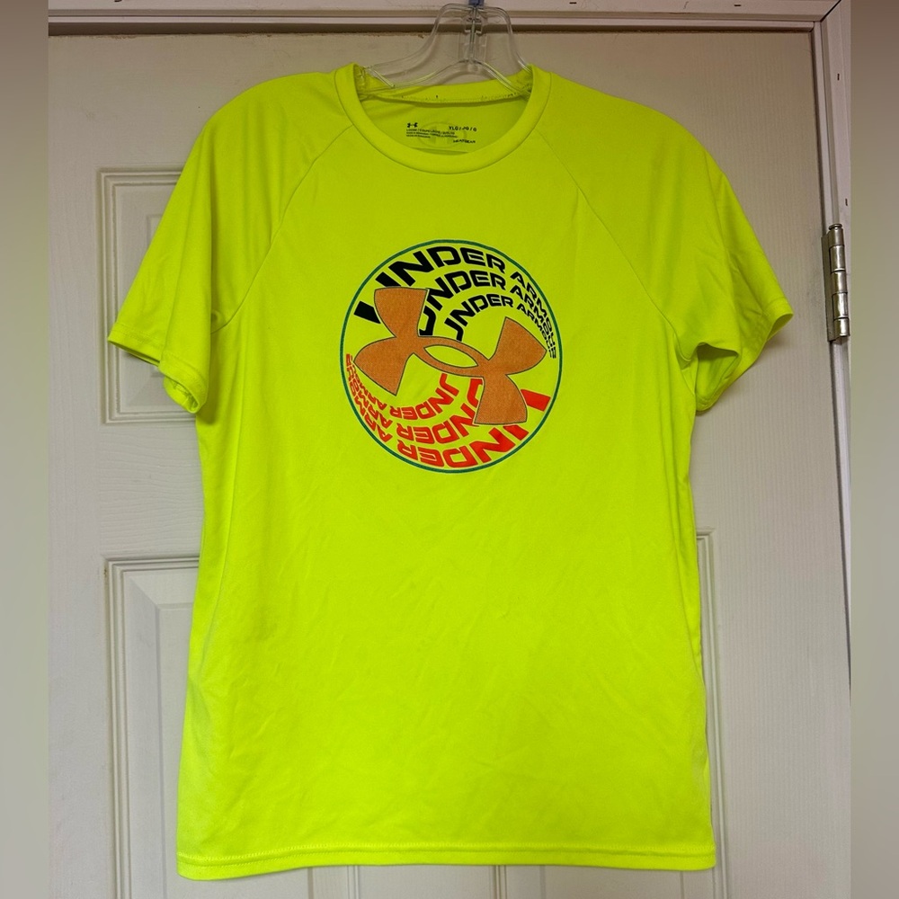 UA neon yellow tee YL